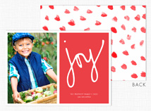 "joy" on Red Flat Photo Holiday Card