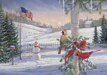 Countryside Cardinals Patriotic Holiday Cards